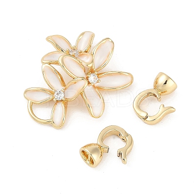 Brass Micro Pave Clear Cubic Zirconia Fold Over Clasps KK-U043-09G-02-1