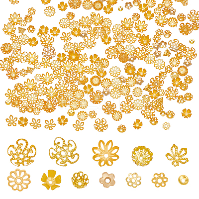 360Pcs 12 Styles Iron Bead Caps IFIN-ME0001-02-1