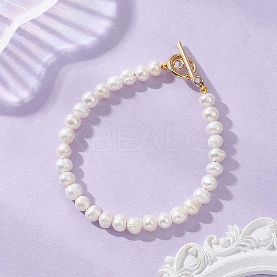 Natural Cultured Freshwater Pearl Beaded Bracelets for Women BJEW-JB13319-01-1