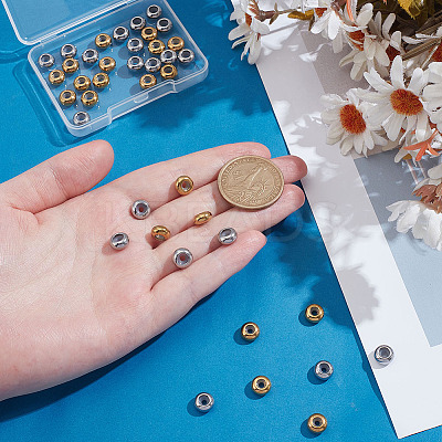 40Pcs 2 Styles Stainless Steel Beads STAS-ME0002-45-1