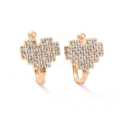 Clear Cubic Zirconia Heart Cuff Earrings ZIRC-I064-10G-1