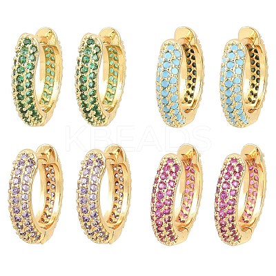 Brass Cubic Zirconia Hoop Earrings EJEW-A156-05G-1