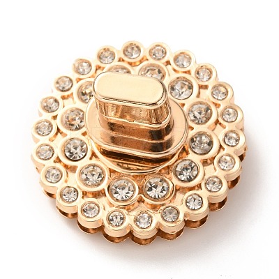Flat Round Zinc Alloy with Rhinestones Bag Twist Lock Clasps PALLOY-A068-03LG-1