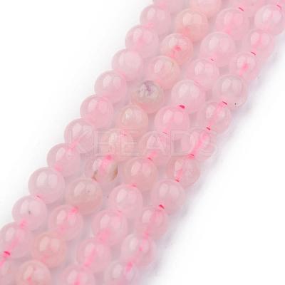 Natural Rose Quartz Round Beads Strands G-P072-05-4mm-1