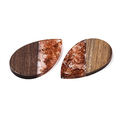 Transparent Resin & Walnut Wood Big Pendants RESI-T058-05D-1