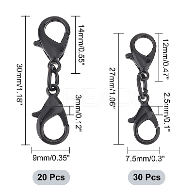 50Pcs 2 Styles Alloy Double Lobster Claw Clasps FIND-NB0004-74-1