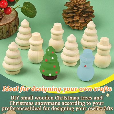 10Pcs 2 Styles Christmas Unfinished Wood Sculpture Display Decorations DJEW-SP0001-20-1
