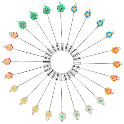 12Pcs 6 Style Brass Brooch Findings JEWB-PH01255-1