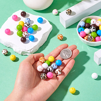 108Pcs 12 Style Round Food Grade Eco-Friendly Silicone Beads SIL-TA0001-75-1
