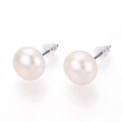 Natural Pearl Stud Earrings PEAR-N020-09B-01-1