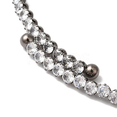 Rack Plating Brass Cubic Zirconia Elasticity Necklaces NJEW-S425-01B-1