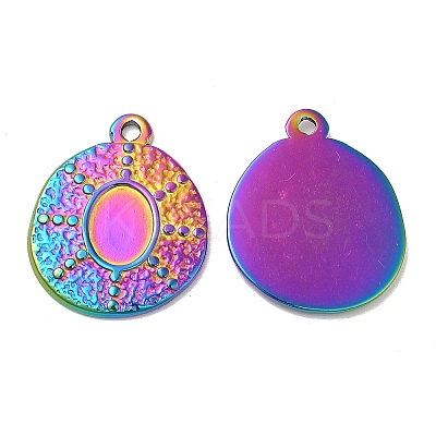 Ion Plating(IP) 304 Stainless Steel Pendant Cabochon Settings STAS-L020-025RC-1