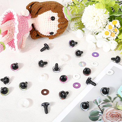 60 Sets 5 Colors Half Round ABS Plastic Doll Craft Eyes DIY-GF0010-67A-1