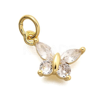 Brass Micro Pave Cubic Zirconia Charms KK-C087-08G-1
