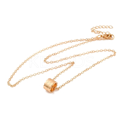 Brass Cable Chain Honeycomb Column Link Necklaces for Women LS-NJEW-U006-01KCG-1