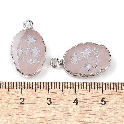 Natural Rose Quartz Oval Pendants G-C102-07P-02-1