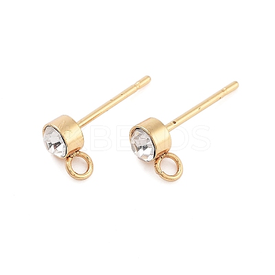 202 Stainless Steel Rhinestone Stud Earring Findings STAS-U012-05G-1