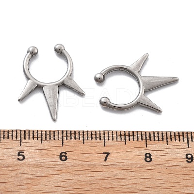 304 Stainless Steel 3 Spike Clip on Nose Rings AJEW-A062-05P-02-1