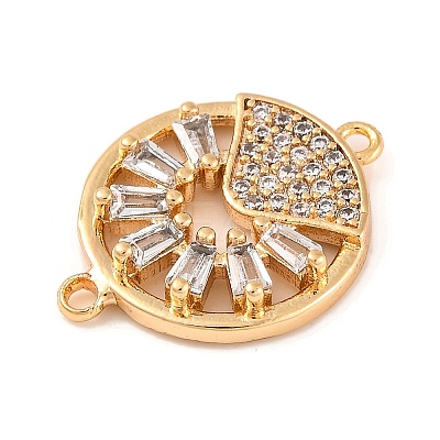 Brass Pave Clear Cubic Zirconia Connector Charms KK-S389-37G-1