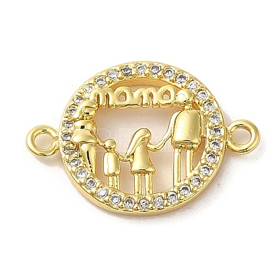 Brass Micro Pave Clear Cubic Zirconia Mama Connector Charms FIND-Z041-12C-1