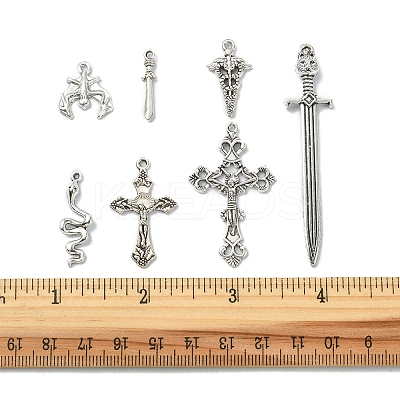 42Pcs 7 Style Gothic Themed Tibetan Style Alloy Pendants Sets TIBEP-FS0001-10-1