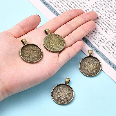 Tibetan Style Alloy Pendant Cabochon Settings X-TIBEP-Q045-048AB-NR-1