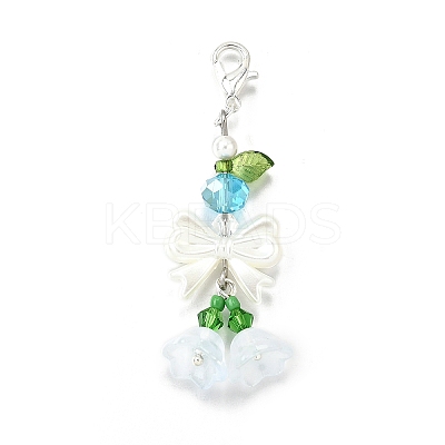 4Pcs Glass & ABS Imitation Pearl Pendant Decoration HJEW-TA00352-1