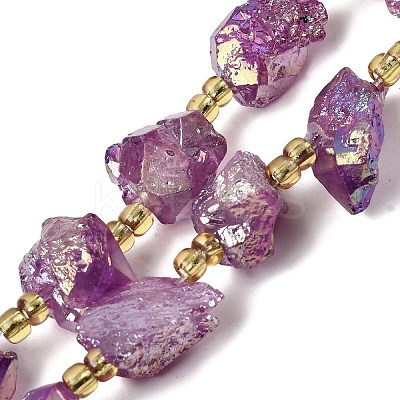 Electroplated Raw Rough Natural Amethyst Beads Strands G-Z131-J02-08-1