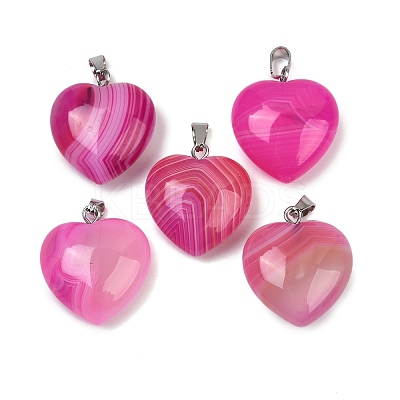 Dyed Natural Banded Agate Pendants G-G202-08C-1