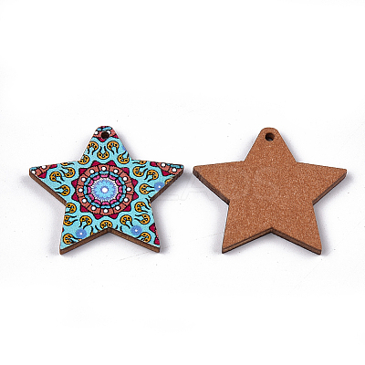 Printed Basswood Pendants WOOD-S045-056B-1