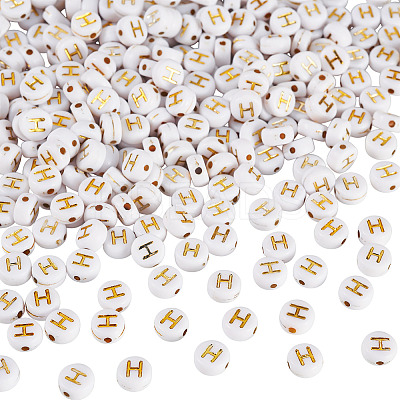 500Pcs Plating Acrylic Beads PACR-TADJ0001-01H-1
