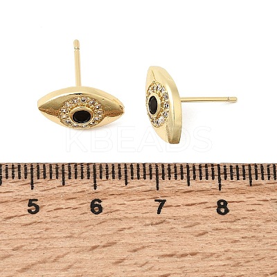 Eyes Brass Micro Pave Cubic Zirconia Stud Earrings EJEW-C186-20G-02-1