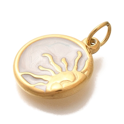 PVD Vacuum Plating 304 Stainless Steel Enamel Pendants STAS-U035-38G-1