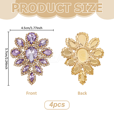 4Pcs Teardrop Shape Hotfix Rhinestone PATC-FG0002-25C-1