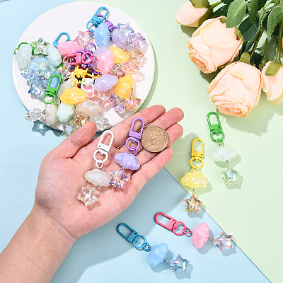 Cloud with Star Acrylic Pendant Decoraions HJEW-YW00184-01-1