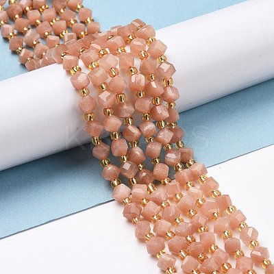 Natural Peach Moonstone Beads Strands G-P463-22-1