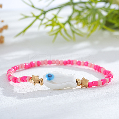 Resin & Porcelain Beads Stretch Bracelets for Women LP2947-8-1