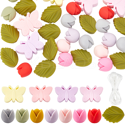 Food Grade Eco-Friendly Silicone Butterfly & Flower Bracelet Pendant Decoration Making Kit DIY-SC0024-85-1