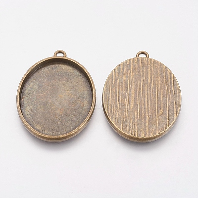 Tibetan Style Alloy Oval Tray Pendant Cabochon Settings LS-TIBEP-A19948-AB-FF-1