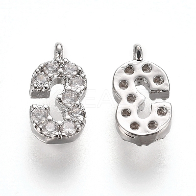 Brass Micro Pave Clear Cubic Zirconia Charms ZIRC-L075-60A-03P-1