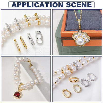 8Pcs Rack Plating Brass Micro Pave Clear Cubic Zirconia Twister Clasps ZIRC-WR0001-04G-1