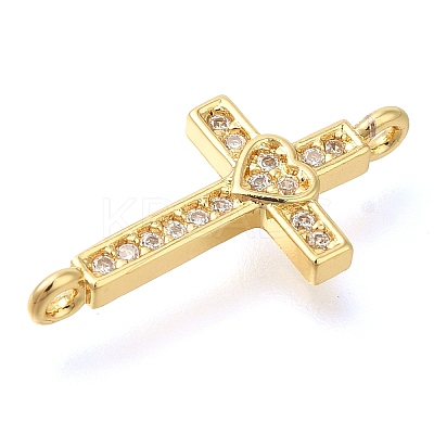 Brass Pave Clear Cubic Zirconia Connector Charms KK-M101-02F-G02-1
