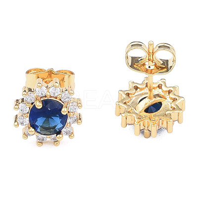 Cubic Zirconia Flower Stud Earrings EJEW-N011-60A-1