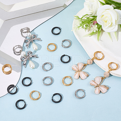 18Pcs 3 Colors 303 Stainless Steel Twist Hoop Earrings for Women EJEW-SC0001-81C-1