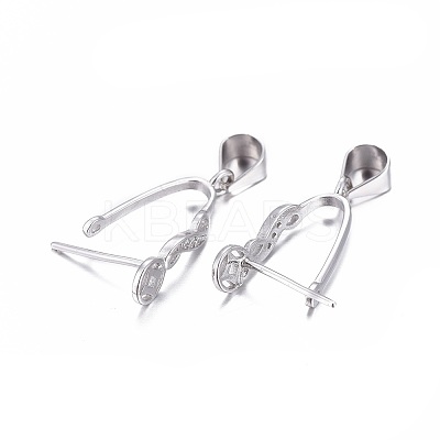 Anti-Tarnish Rhodium Plated 925 Sterling Silver Pendant Bails X-STER-L058-004P-1