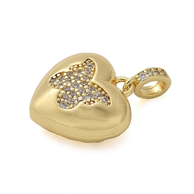 Heart Brass Micro Pave Cubic Zirconia Pendants KK-M319-09G-1