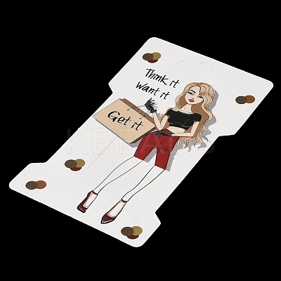 Rectangle Girl Print Paper Hair Clip Display Cards CDIS-M007-03E-1