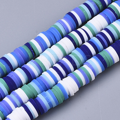 Handmade Polymer Clay Beads Strands CLAY-R089-6mm-088-1