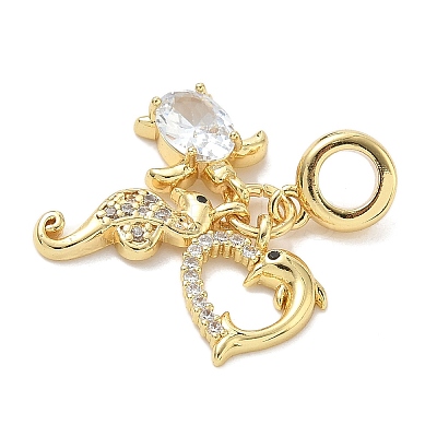 Brass Micro Pave Clear Cubic Zirconia European Dangle Charms LS-KK-K368-31G-1