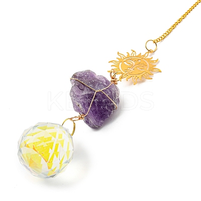 Wire Wrapped Nuggets Natural Amethyst Pendant Decorations LS-HJEW-C008-03B-G-1